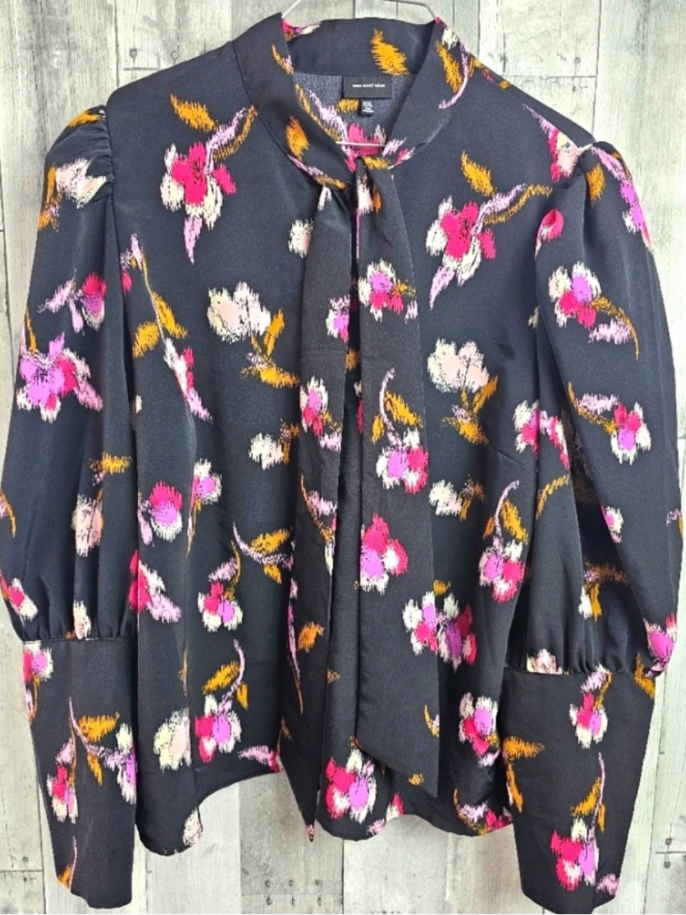 Who What Wear Black Floral Blouse
